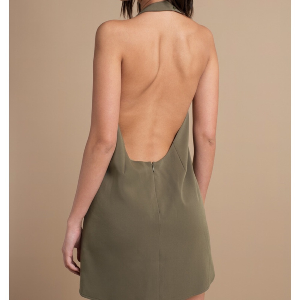 TAGS STILL ON- TOBI olive green backless dress